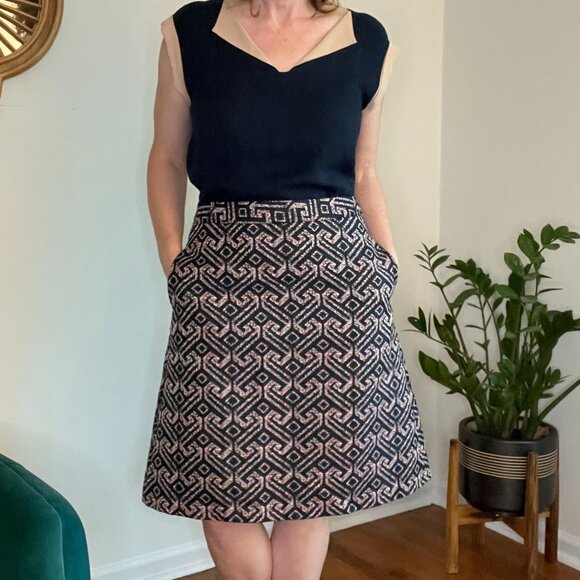 Trina Turk geometric A-line skirt - Size 10 - Picture 1 of 12
